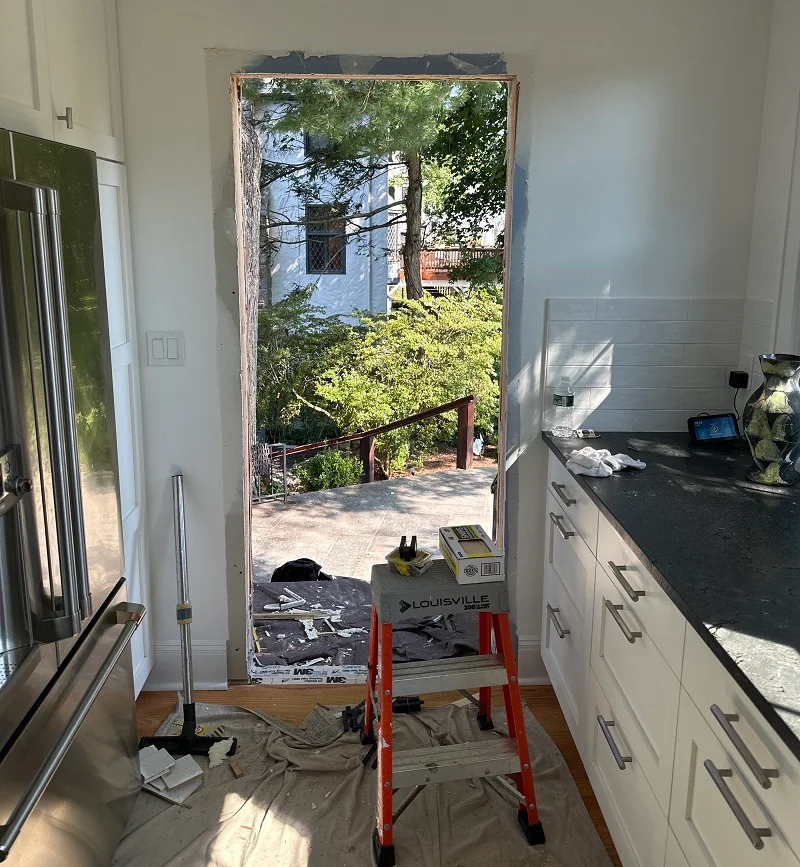 Entry door removal, ready for installation 